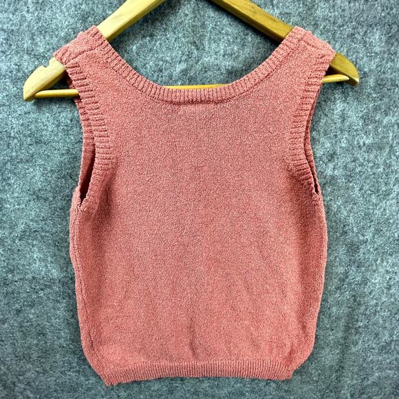 Blu Pepper Sweater Vest Women Large Pink Scrunch Scoop Neck Pullover Y2K Retro - Picture 2 of 6